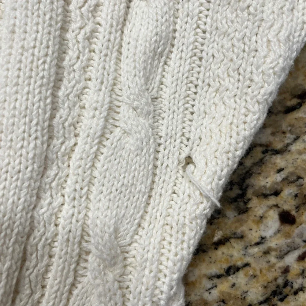 Vintage Dover by Arrow Cream Cable Knit Sweater Linen Cotton Blend Large